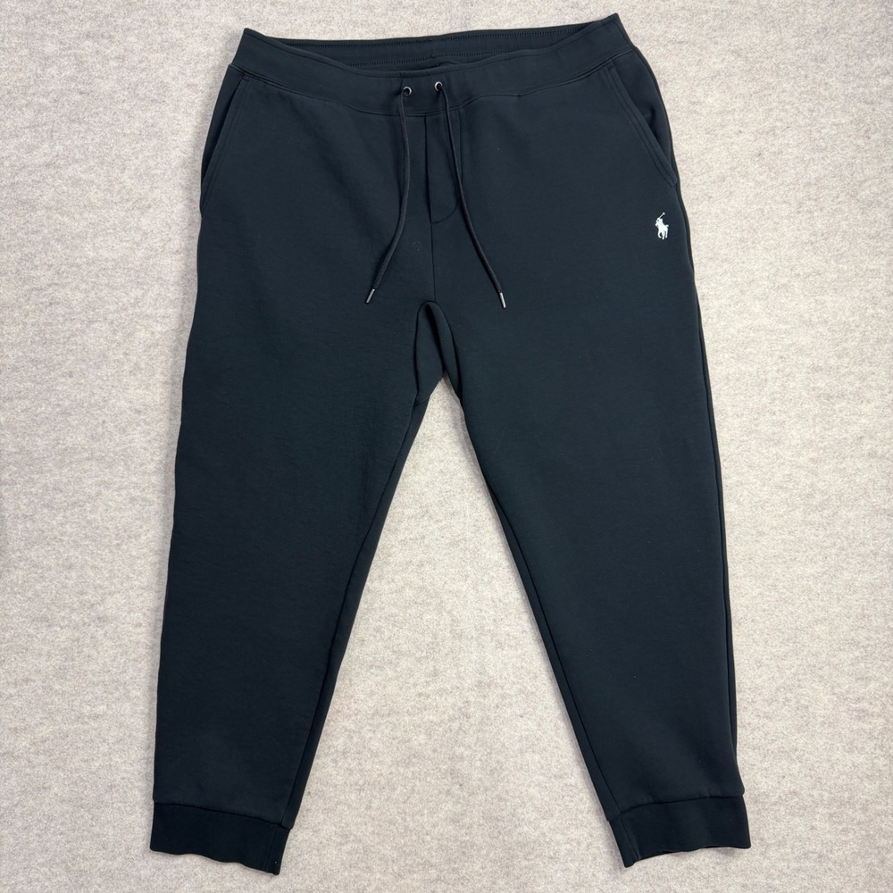 Polo Ralph Lauren Mens Double Knit Joggers Black Pony Logo Sweatpants XL